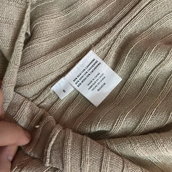 NWT Naadam Cashmere Latte Ribbed Cropped Cardigan Sz. S - Picture 5 of 10